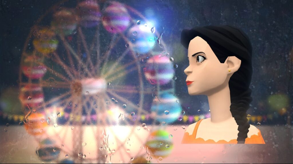 Animated still from My True Love: a scene at the fair