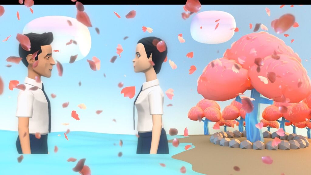 Animated still from a song in My True Love